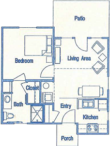 A1-One Bedroom / One Bath-540 Sq.Ft.*